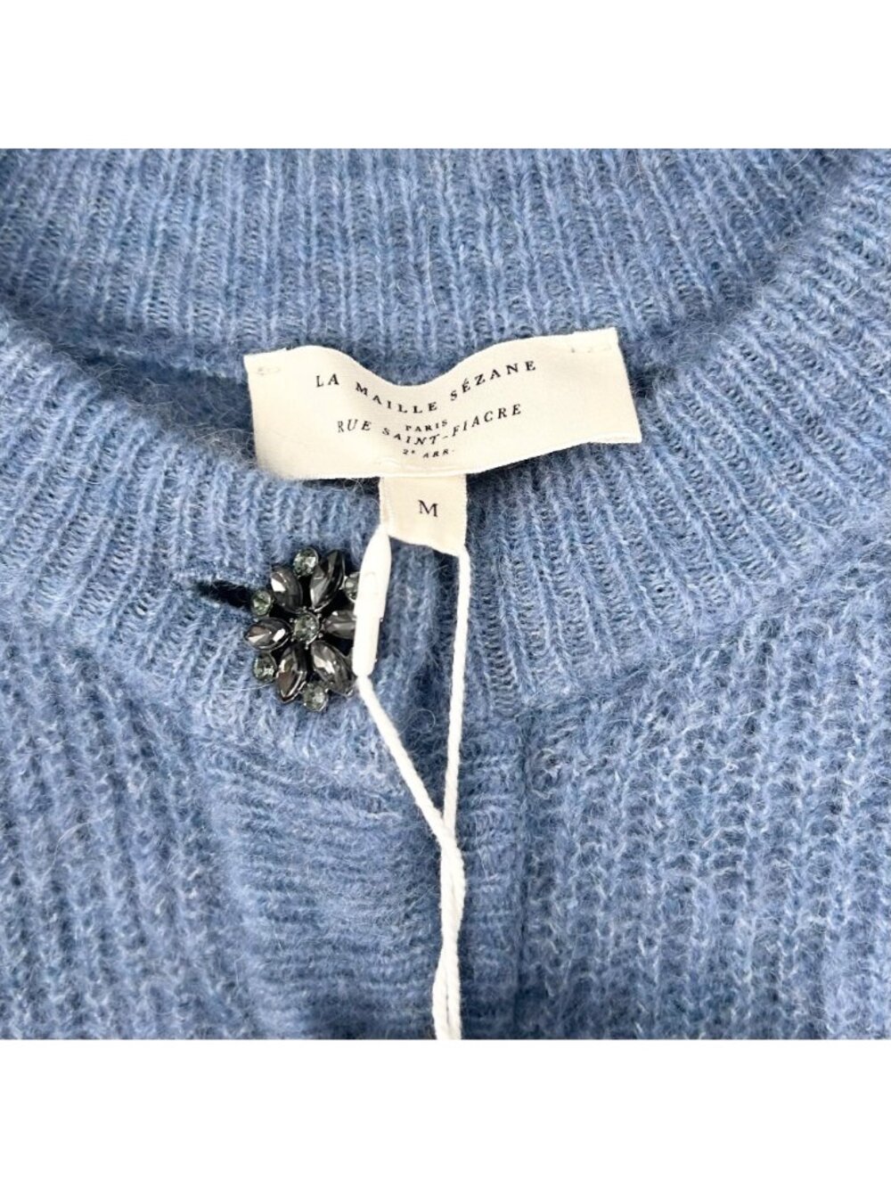 NWT Sézane Othello Baby Alpaca Cardigan in Ice Blue - Picture 7 of 11